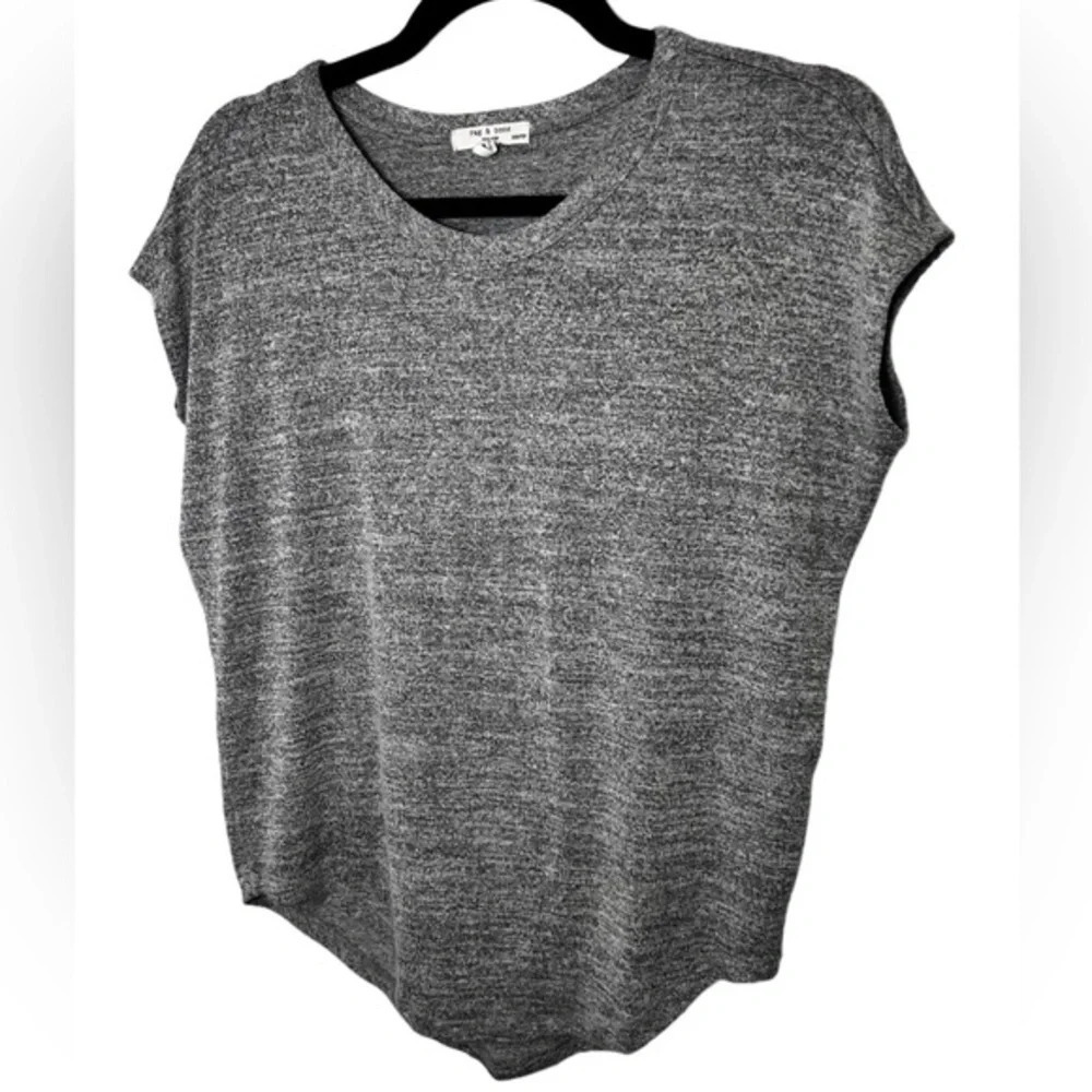 Rag And Bone Basic Gray Slub Tee With Cap Style S… - image 1